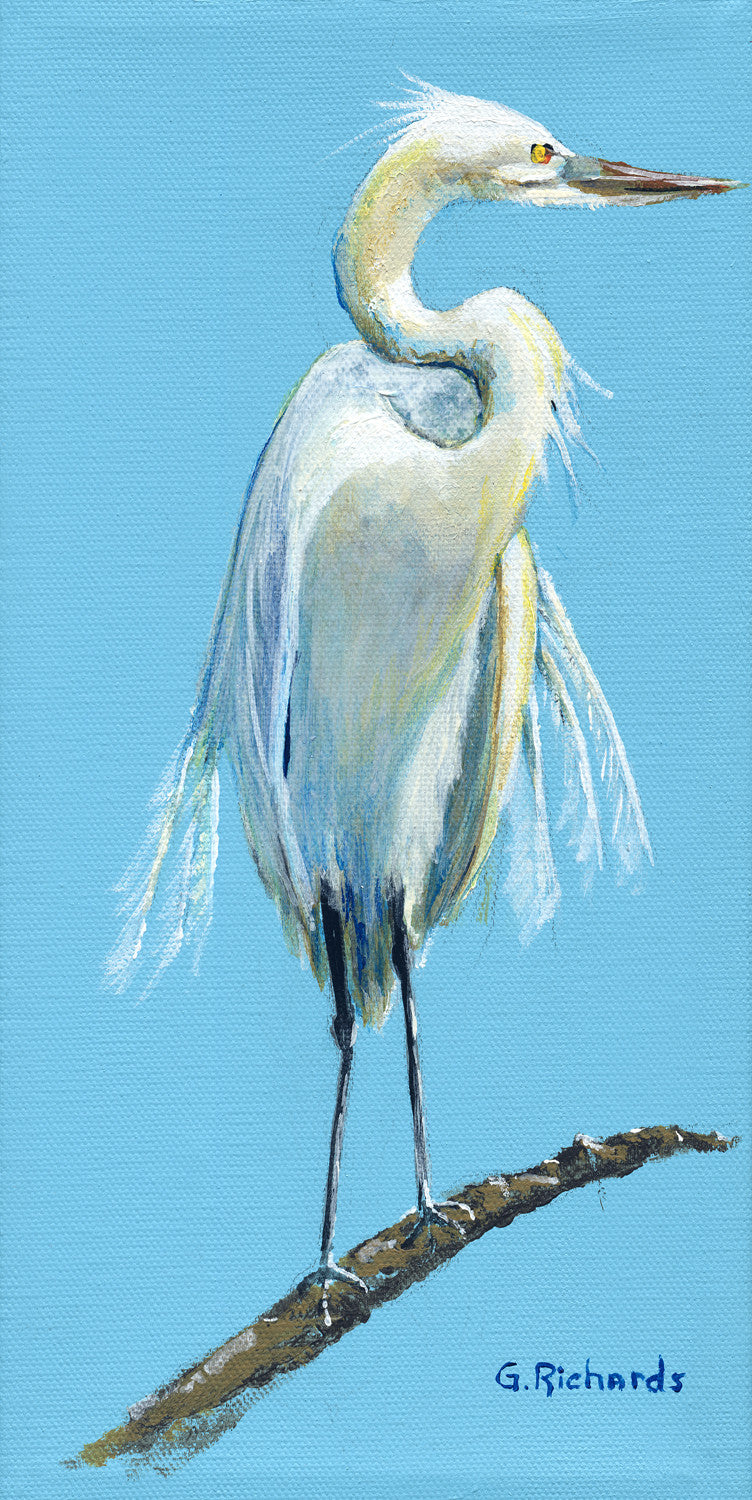 Egret on Blue  #70
