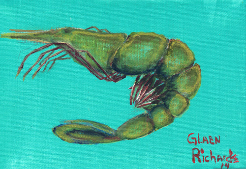 Green Shrimp on Aqua #72