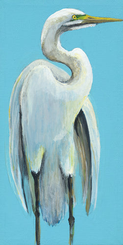 White Heron on Light Blue #79