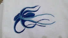 Octopus Embroidered White Bath Towel