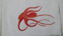Octopus Embroidered White Bath Towel